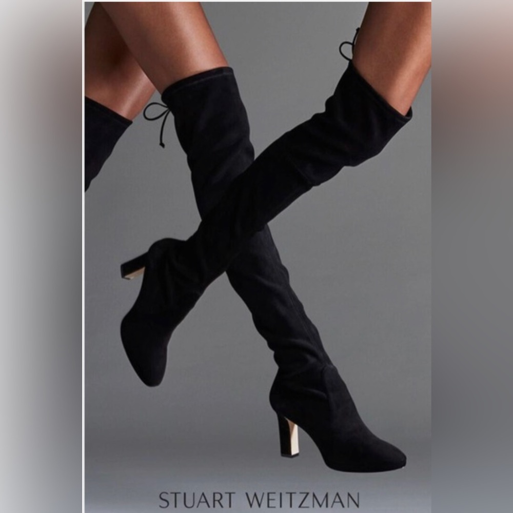 Stuart Weitzman thigh high suede boots.